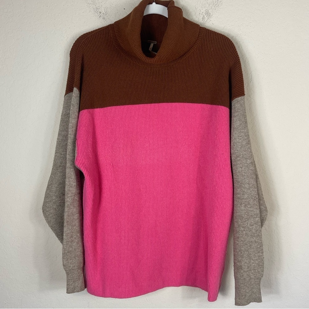Free People Color-Block Turtleneck Sweater Size Small - Picture 4 of 8